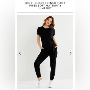 A Pea in the Pod Short Sleeve French Terry Super Soft Maternity Jumpsuit